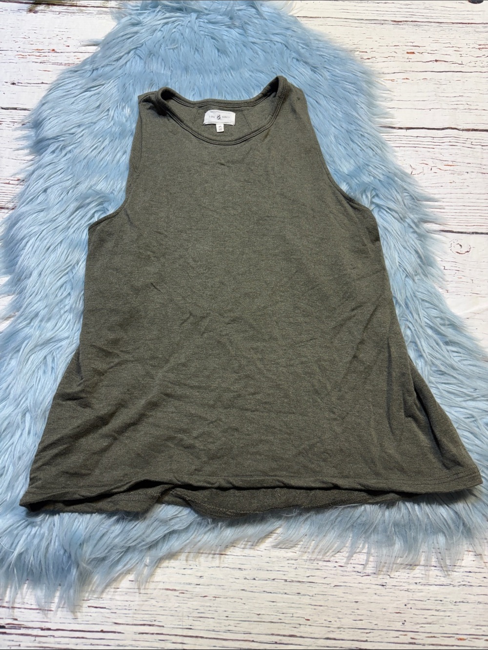 Lou & Grey Olive Green Slub Heavy Knit Tank Top sz M